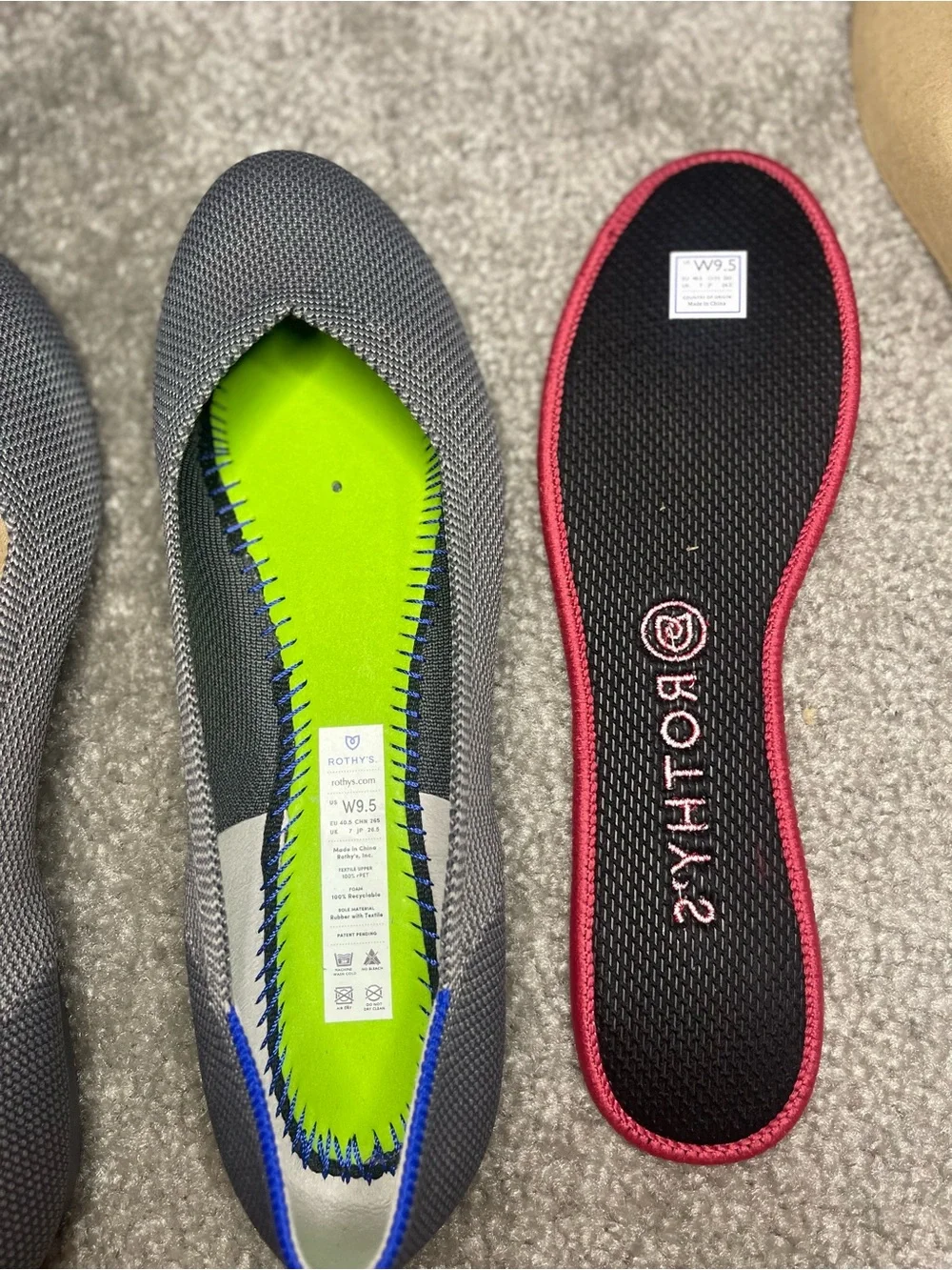 Rothy’s Round Toe Flat Charcoal Gray 9.5